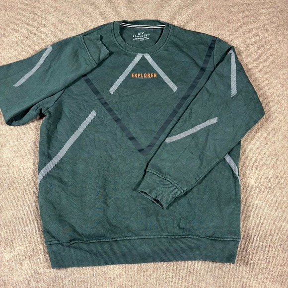 Status Quo Other - Status Quo Sweatshirt Men Large Green Graphic Explorer Pullover Outdoor Gorpcore